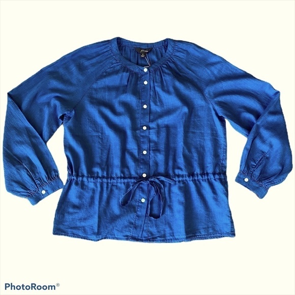 J. CREW Button Down Peplum Blouse In Dark Blue Wash Size 4 NEW - Picture 5 of 9